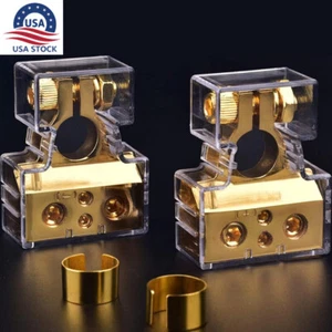 Car Battery Terminal Clamp Top Post Connectors Post Positive Negative Port Gold - Picture 1 of 10