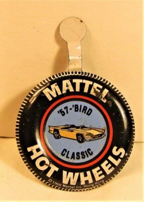 Vintage Classic Mattel Hot Wheels '57-Bird 1968 Original Tin Litho Toy Badge Pin - Image 1 of 3