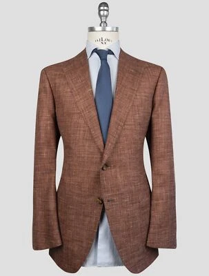 NUEVO BLAZER CESARE ATTOLINI MARRÓN LANA BAMBÚ SEDA LINO EE. UU. 44 - UE 54 CA24 Foto 1 de 4