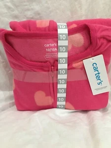 New Carter's Kid Girls 1-Piece Hearts Fleece Footie Pajamas Pink size 7,10 - Picture 1 of 2