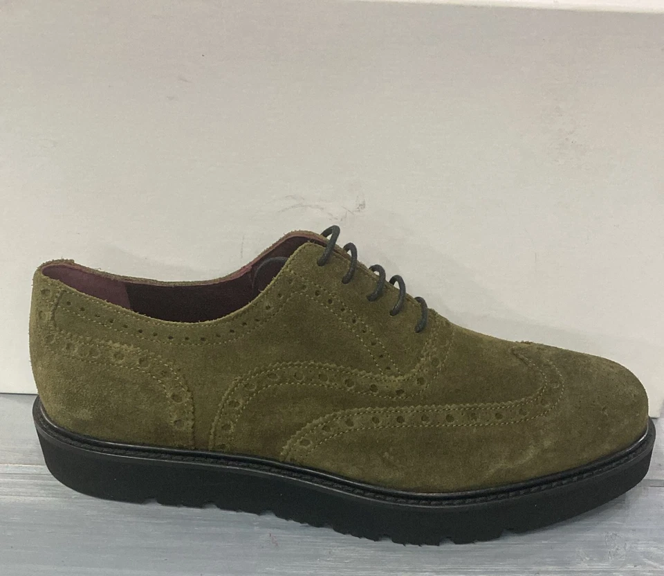 Bruno Magli Zapatos Hombre Talla Ue 42 Inglesina Verde Ante (Sol 30,5 CM) BM010 - Imagen 1 de 4
