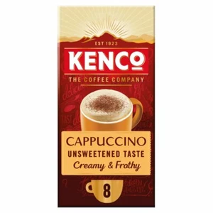 Kenco Cappuccino Unsweetened Taste Instant Coffee Sachets x8 NEW SHIPS WORLDWIDE - Picture 1 of 3