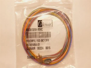 Glenair M83513/04-B04C 15 F/M Socket Micro D-Sub Connector 36" 10 Color Pigtails - Picture 1 of 3