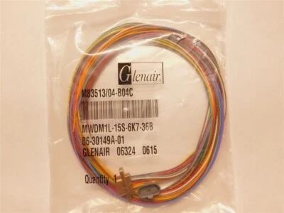 Glenair M83513/04-B04C 15 F/M Socket Micro D-Sub Connector 36" 10 Color Pigtails - Image 1 of 3