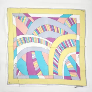 Authentic Vintage Emilio Pucci Abstract Yellow Pocket Square Cotton Hankerchief - Picture 1 of 7