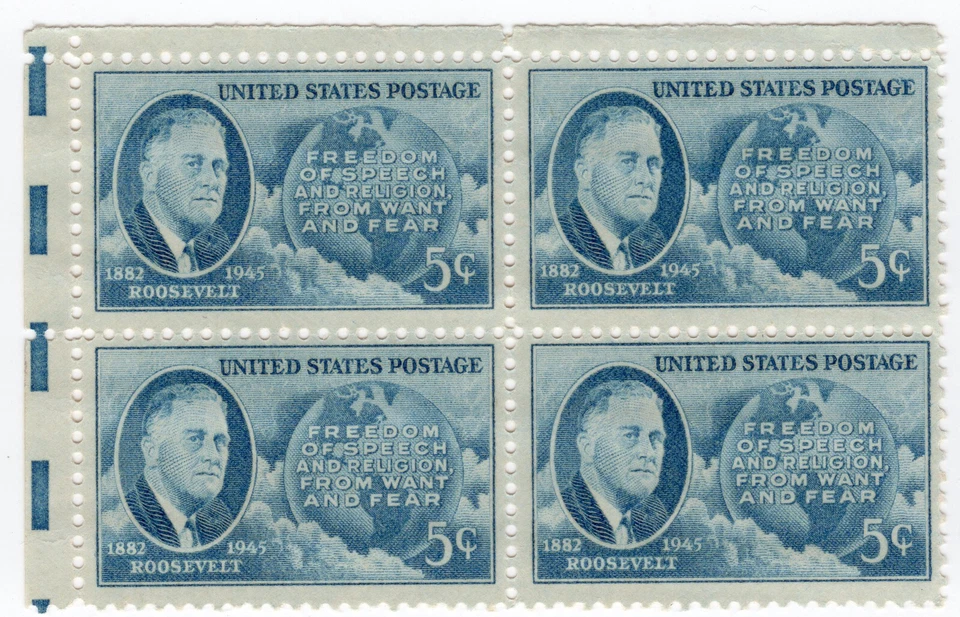 Scott #933 FDR Roosevelt Block of 4 Stamps - MNH - Image 1 of 2