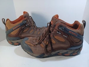 Men’s Merrill Refuge Core Mid Brown Mid Hiking Boots Size 12 Water Proof Vibram - Picture 1 of 16