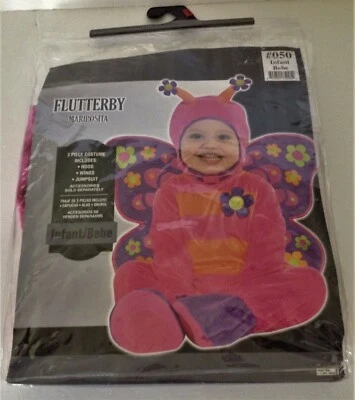Infant BUTTERFLY Costume 6-12mo NEW HOOD WINGS JUMPSUIT 3pc Baby - Image 1 of 2