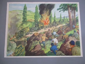 AT150 AFFICHE SCOLAIRE ECOLE ROSSIGNOL RECONSTRUCTION DE LA FRANCE - MAQUIS - Imagen 1 de 5