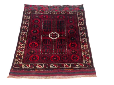Vintage Afghan Bokhara Hand Knotted Oriental Wool Traditional Floor Rug 85x74 cm - Image 1 of 4