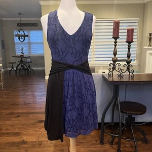 Leifnotes Anthropologie Colorblock Lace & Knit Dress Size Medium Stretch - Picture 1 of 15