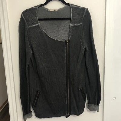 Suéter Soft Surroundings Sion Moto Gris Envejecido Talla Grande Manga Larga Cremallera Foto 1 de 4