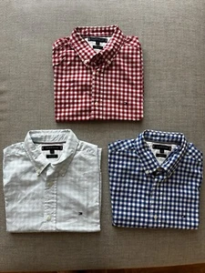 NEU! 3x Tommy Hilfiger Hemd M kariert blau weiß rot kurzarm regular fit Set NEU! - Bild 1 von 19