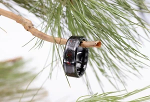 House of Dragon Handmade 8mm Ceramic ring Meteorite Hematite Obsidian Opal 11.5 - Picture 1 of 7