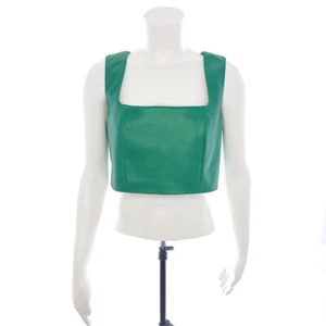 7 For All Mankind einfarbig grün Kunstleder Rücken Reißverschluss ärmellos kurzes Oberteil groß - Bild 1 von 9