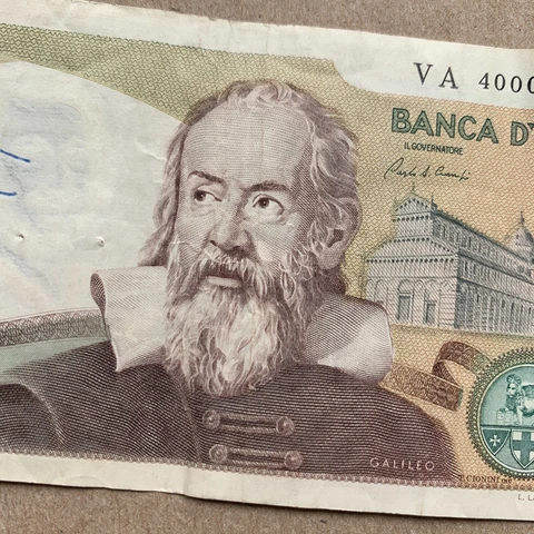Galileo Galilei Banknote Italy 2000 Lire 1973 Italian Currency Paper Money Cover