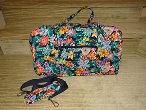 VERA BRADLEY Lay Flat Weekender Travel Duffel Bag HAPPY BLOOMS Trolley Sleeve - Picture 1 of 12