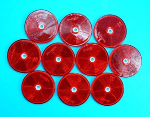 10 x ROT 60 mm Reflektoren für Einfahrtstor Zaunpfosten & Anhänger Pferdebox - Bild 1 von 1