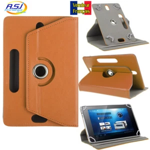 Etui Housse universelle tablette 10 pouces rotation 360° effet cuir Marron uni - Photo 1/1