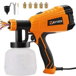 YATTICH Paint Sprayer, High Power HVLP Spray Gun, with 5 Copper Nozzles & 3 Patt - Picture 1 of 7
