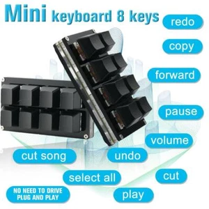 8 Keys Mechanical Keyboard USB Shortcut Programmable For Windows Linux H2K4 H7T8 - Picture 1 of 11