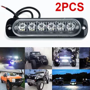 2X Universal Rear White Fog 6 Led Lamp Light 12V 12W For Truck Car Van Bus Cab - Picture 1 of 11