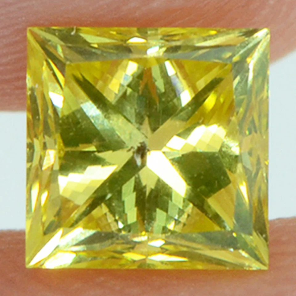 Princess Shape Diamond Fancy Yellow Color Loose VS2 Enhanced Polished 1.03 Carat - Image 1 of 4