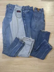Vtg Wrangler Jeans 30x40 Size 10 Distressed Holes Fading Wear Stains Lot Of 4 - Picture 1 of 20