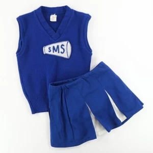 Vintage 70er Jahre School Spirit Cheerleading Wolle Strick Uniform blau Damen Gr. S USA SMS - Bild 1 von 10