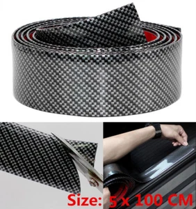 7D 1Mx5CM Carbon Fiber Style Door Sill Scuff Welcome Pedal Protect Sticker Paper - Foto 1 di 10
