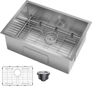 Undermount Kitchen Sink 27x19'' Stainless Steel Single Bowl Workstation Sink - Picture 1 of 6