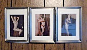 framed vintage 3 pin up girl arcade cards 30s 40s bikinis 3x5 cards 16x7 frame - Bild 1 von 6