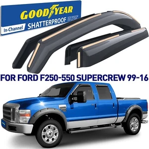 Rain Guards Vent Visors Shade for 1999-2016 Ford F-250 SuperCrew in-channel - Picture 1 of 7