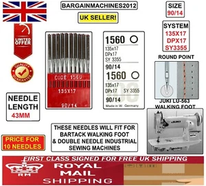 WALKING FOOT SYS:DPX17 135X17 SY3355 S=90/14 INDUSTRIAL SEWING MACHINE NEEDLES - Picture 1 of 4