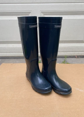 BOTAS DE LLUVIA LANDS' END CLÁSICAS HASTA LA RODILLA BOTAS DE LLUVIA DE GOMA TALLA 7 AZUL MARINO Foto 1 de 4