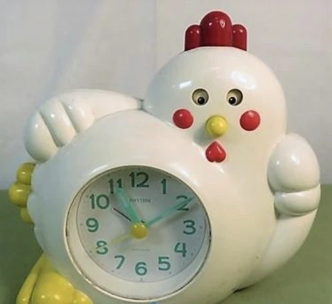 Vintage Rhythm Hen Rooster Clucking Chicken Alarm Clock Japan Cover