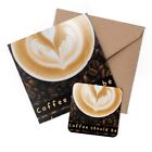1 x Greeting Card & Coaster Set - Coffee Lover Quote Beans Cup #63061