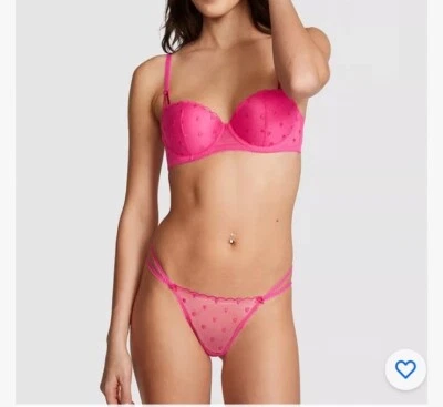 Victoria's Secret “pink brand”  34DD Wink Balconette Push-up  & Medium V-string - Image 1 of 4