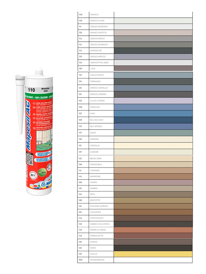 MAPEI Mapesil AC Silicone Acetico Puro 310ml tutti i colori - Immagine 1 di 1