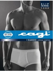 SLIP CLASSICO UOMO CAGI ART.1200 ALTO E APERTO DAVANTI 100% COTONE COLORE BIANCO - Foto 1 di 12