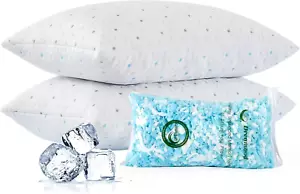 Cooling Pillows Set of 2 Queen Size 100% Shredded Memory Foam Hypoallergenic - Picture 1 of 7