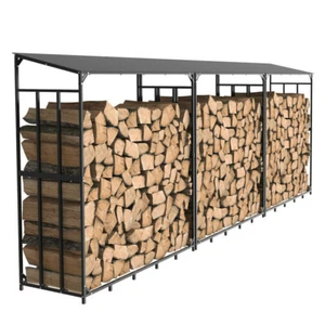 Heavy Duty Firewood Log Rack Large Storage Holder Shed Rack Outdoor Garden Yard - Picture 1 of 18