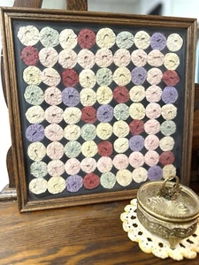 Yo Yo Quilt Pieces In Picture Frame - Picture 1 of 1