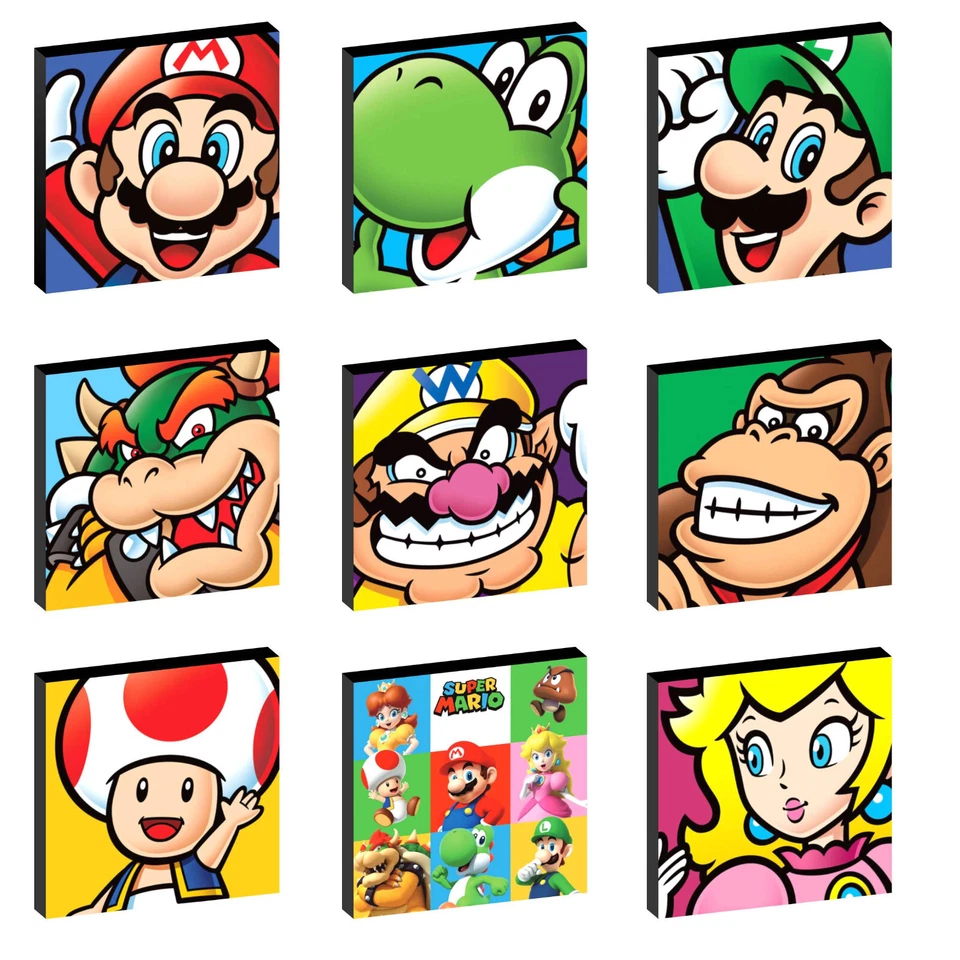 SUPER MARIO CHARACTERS SET OF 3 WALL ART PLAQUES/CANVAS PICTURES - YOU CHOOSE - Image 1 of 1