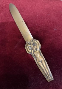 LUCIEN BAZOR IMPORTANT PAPER CUTTER GILDED BRONZE ART DECO ERA SIGNED YEAR1928 - Picture 1 of 10