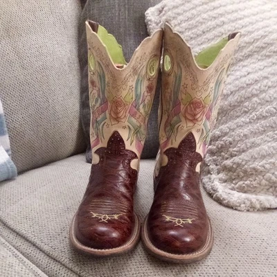 Ariat Womens Fatbaby Ride Live Western Boots SZ 7B 10006764 Brown Cream - Image 1 of 4