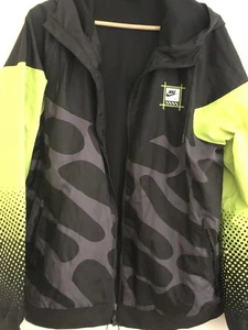 Nike Air Windbreaker Hoodie Track Jacket Black Neon Green Mesh Lined X-Large - Bild 1 von 11