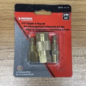 Juego de acopladores y enchufes HUSKY 3 piezas 1/4" accesorios herramientas enchufe NUEVO EN CAJA - Imagen 1 de 2