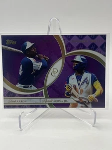 2024 TOPPS DYNAMIC DUALS HANK AARON RONALD ACUNA JR. AMETISTA #D 45/50 - Foto 1 di 1