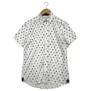 International Report Shirt Mens Small White Skull 4 Way Stretch Button Up Punk - Picture 1 of 16